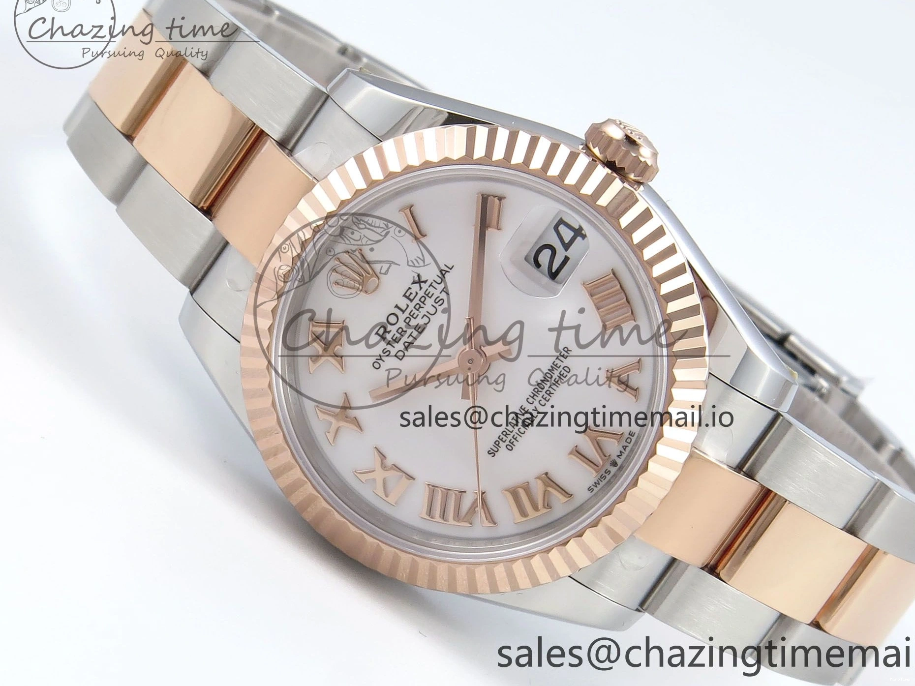 MiroTime 1230 Casual DateJust 31 278271 ARF 1:1 Best Edition 904L Steel White Roman Dial on SS RG Oyster Bracelet ETA 521